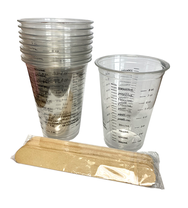 8oz. Clear Plastic Measuring Cups with Wooden Sticks - Pack of 10
