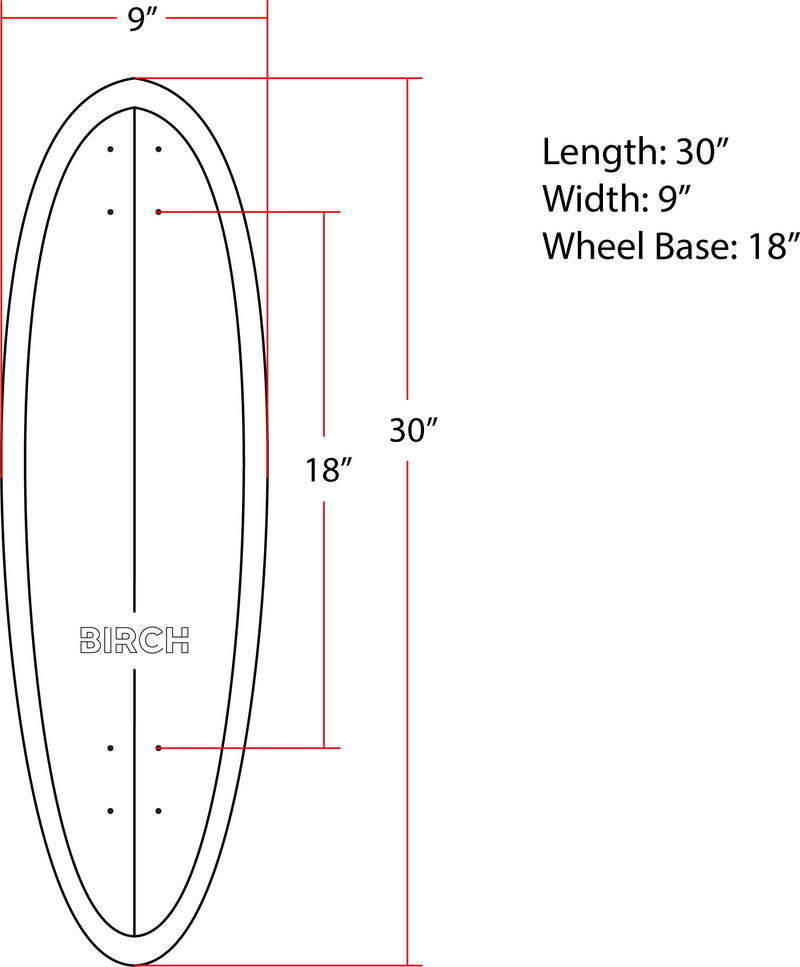 BIRCH 30" Element Series: Compact Cruiser Longboard Skateboard