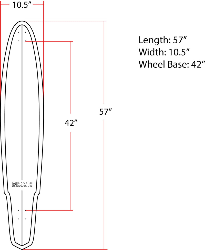 BIRCH 57" SHAKER: Longboard Cruiser Skateboard - Complete Setup