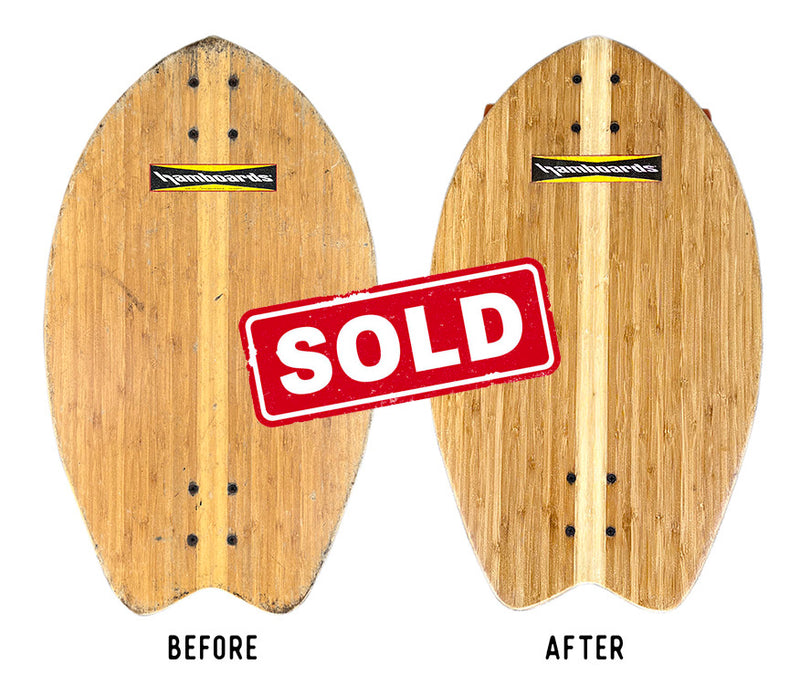 Hamboard 24" Natural Bamboo Biscuit Skateboard Complete - Refurbished